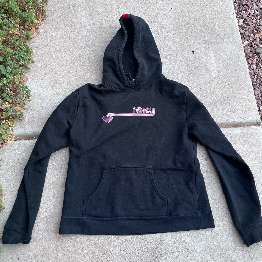 Roxy Black Hoodie with Pink Logo